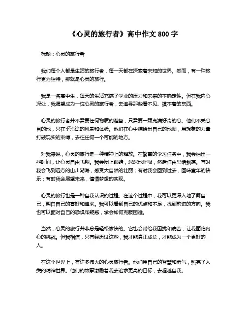 《心灵的旅行者》高中作文800字