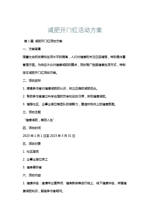 减肥开门红活动方案