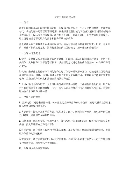 专业全媒体运营方案