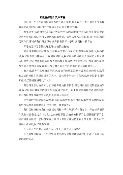回忆初中生活的满分作文：那段拼搏的日子叫青春