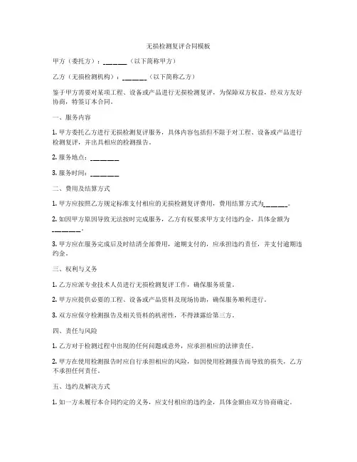 无损检测复评合同模板