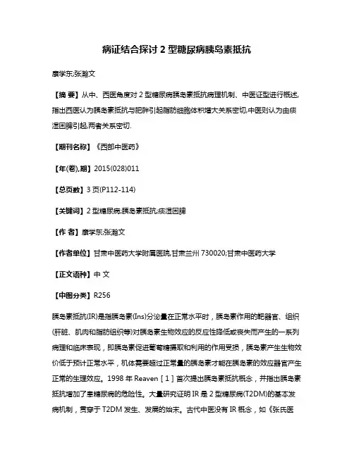 病证结合探讨2型糖尿病胰岛素抵抗