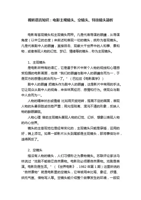 视听语言知识：电影主观镜头、空镜头、特技镜头简析