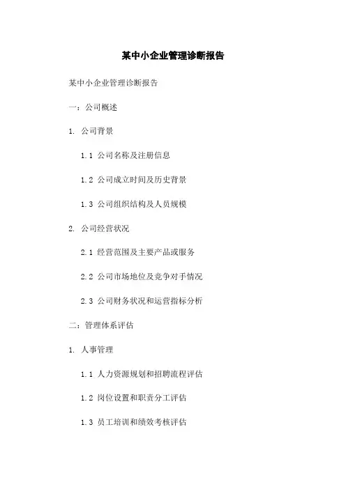 某中小企业管理诊断报告