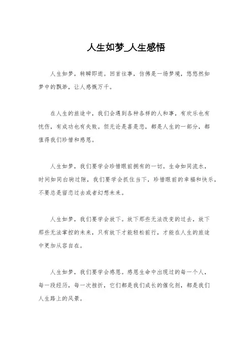 人生如梦_人生感悟