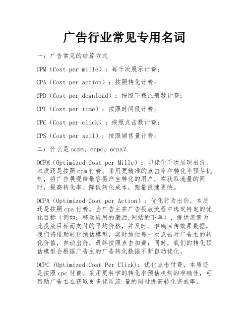 广告行业常见专用名词 