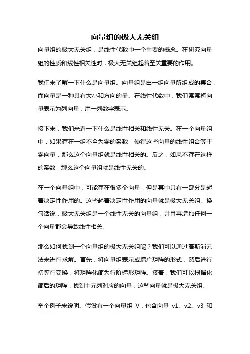 向量组的极大无关组