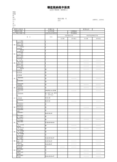 增值税纳税申报表及附列资料表