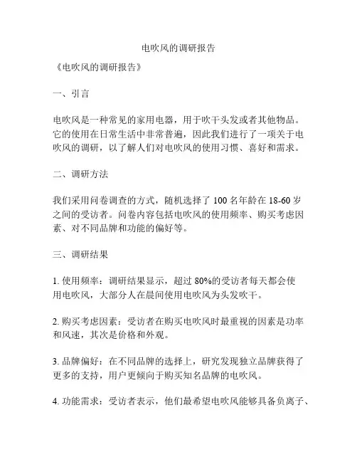 电吹风的调研报告