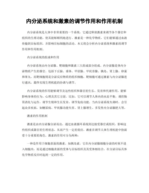 内分泌系统和激素的调节作用和作用机制