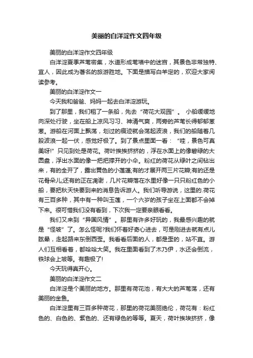 美丽的白洋淀作文四年级