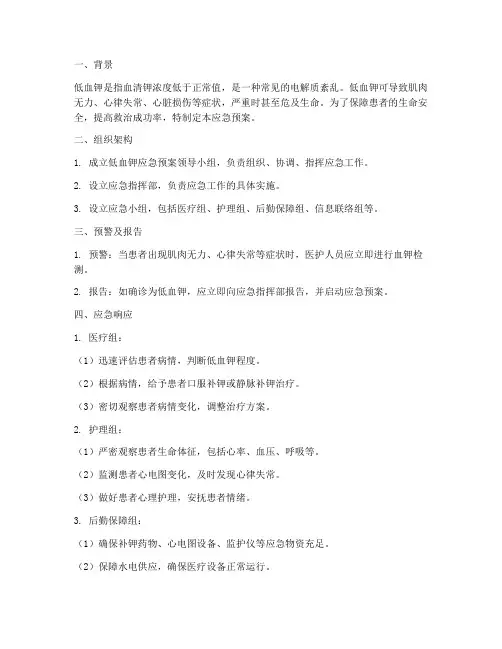 低血钾的应急预案