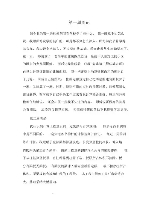 预算员实习周记15篇