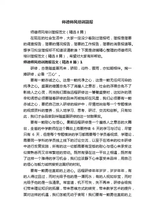 师德师风培训简报