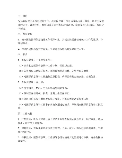 医院医保信息统计管理制度