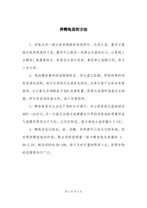养鳄龟苗的方法