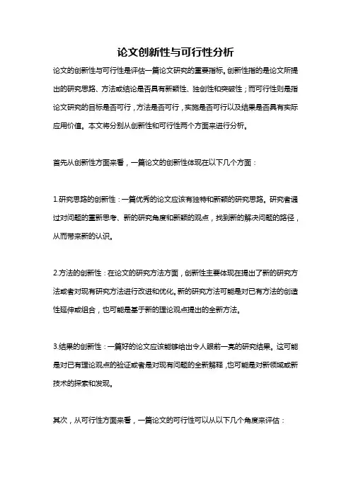 论文创新性与可行性分析