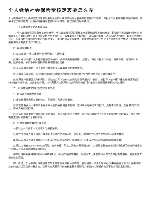 个人缴纳社会保险费核定表要怎么弄
