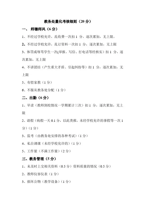 教务处量化考核细则