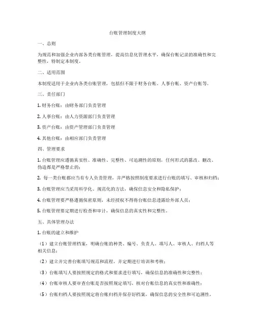 台账管理制度大纲