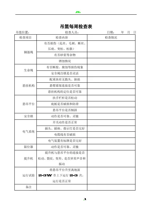 吊篮每周检查表