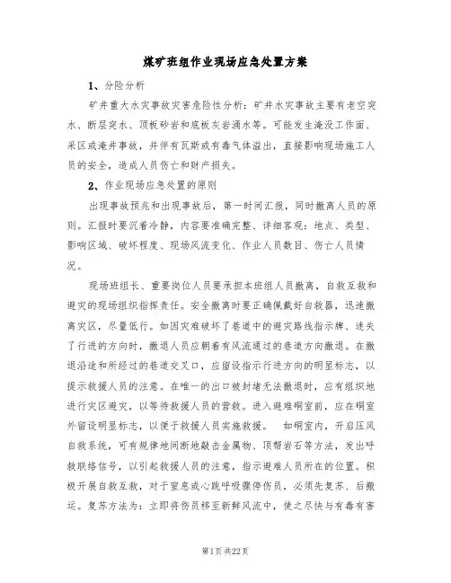 煤矿班组作业现场应急处置方案(6篇)