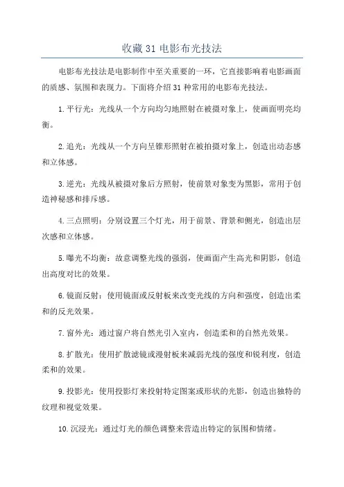 收藏31电影布光技法