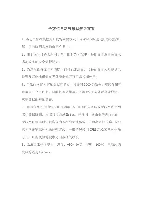 全方位自动气象站解决方案