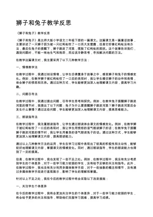 狮子和兔子教学反思