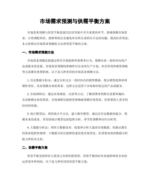 市场需求预测与供需平衡方案