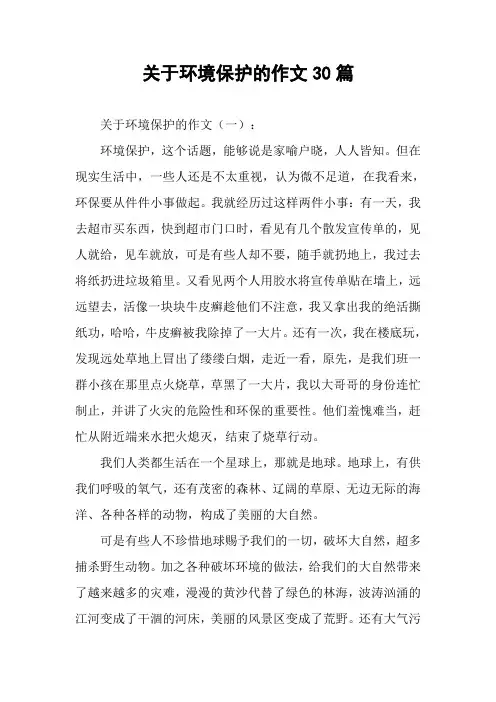 关于环境保护的作文30篇