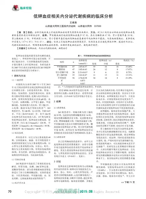 低钾血症相关内分泌代谢疾病的临床分析