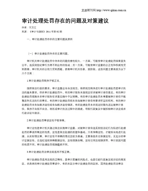 审计处理处罚存在的问题及对策建议