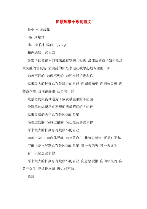 田馥甄渺小歌词范文