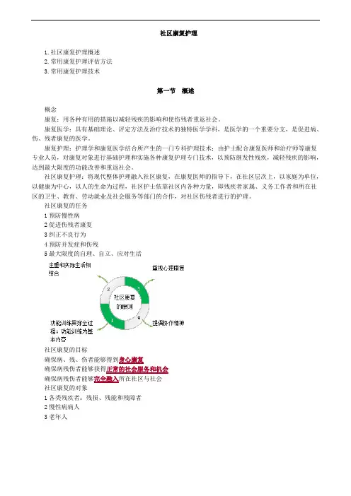 社区护理学-社区康复护理考点总结