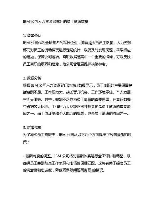 ibm 公司人力资源部统计的员工离职数据