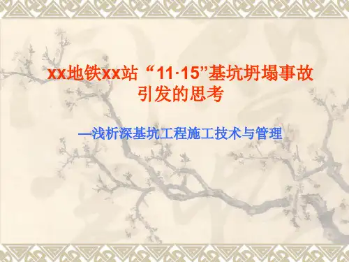 地铁基坑坍塌事故引发的思考深基坑施工技术与管理PPT课件
