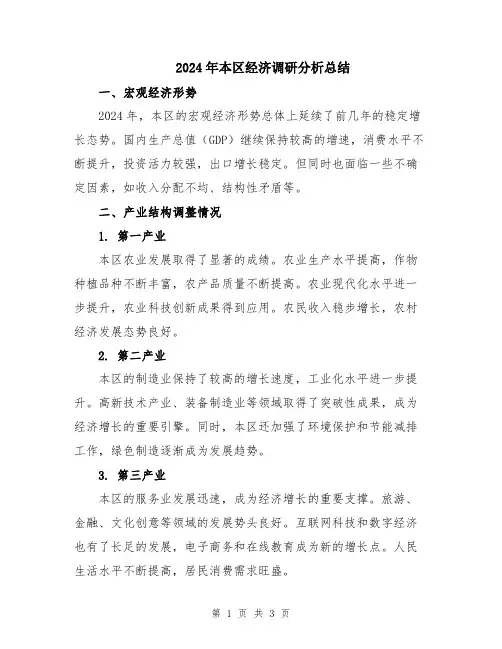 2024年本区经济调研分析总结