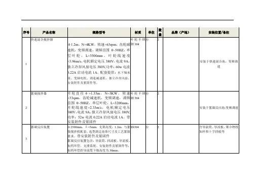 高效沉淀池设备材料清单