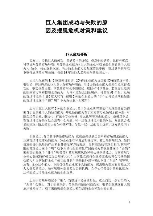 巨人集团成功与失败