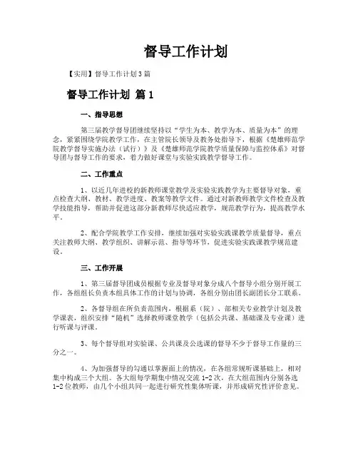 督导工作计划