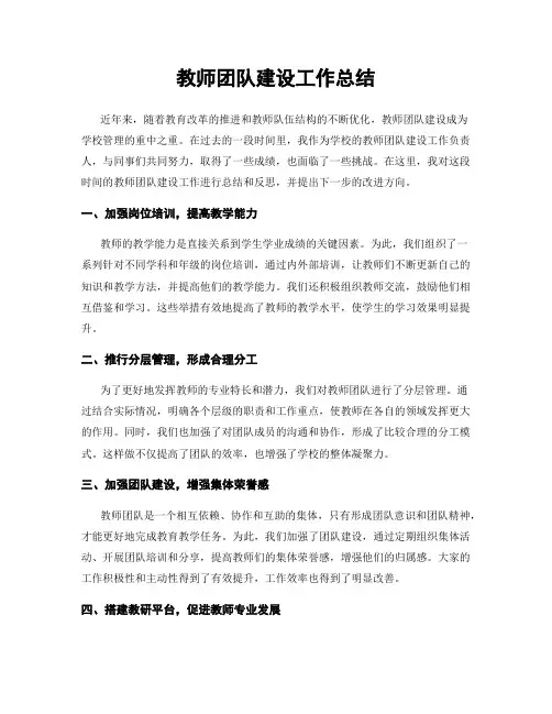 教师团队建设工作总结