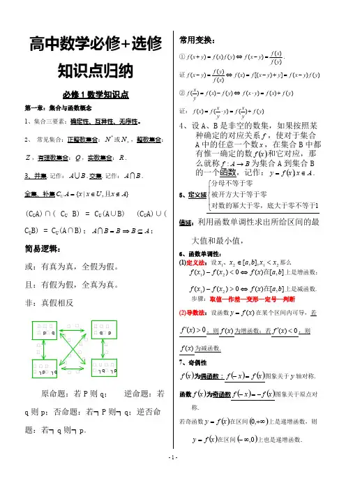 高考数学知识点归纳总结全