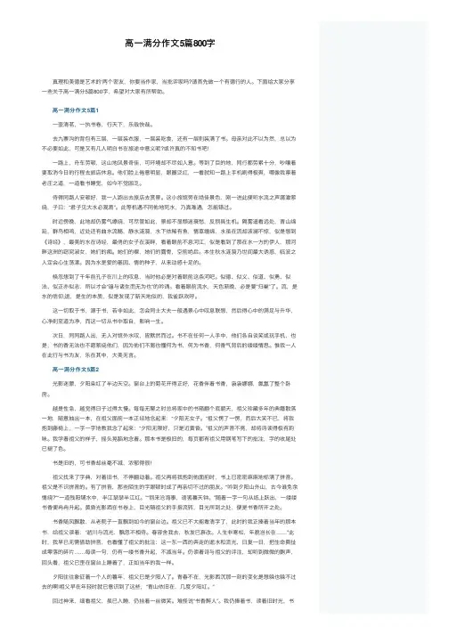 高一满分作文5篇800字
