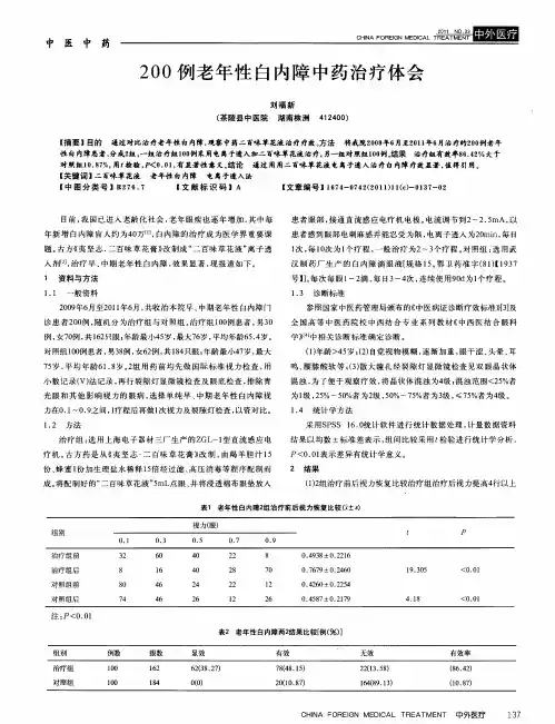 200例老年性白内障中药治疗体会