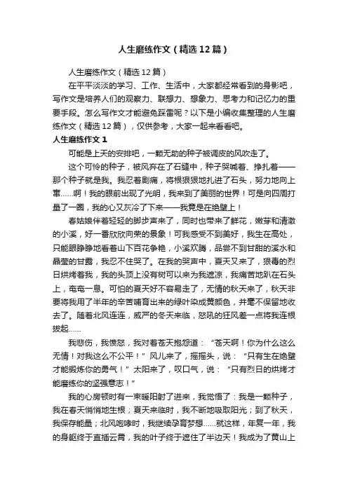 人生磨练作文（精选12篇）