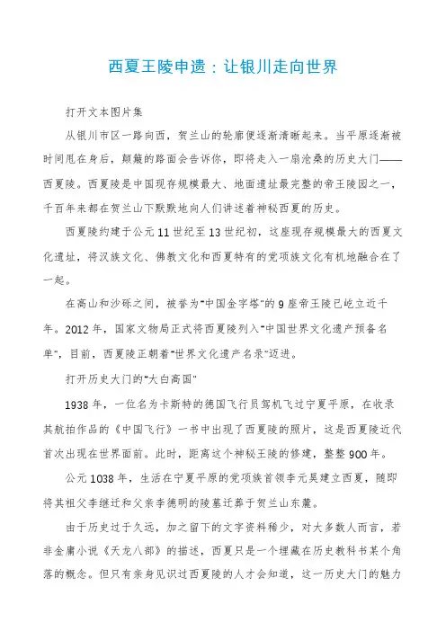 西夏王陵申遗：让银川走向世界