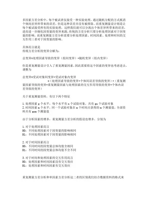 SPSS数据分析—重复测量差分析