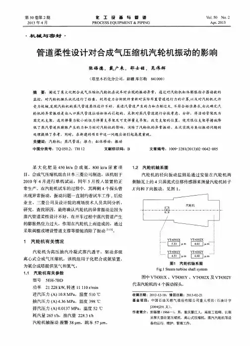 管道柔性设计对合成气压缩机汽轮机振动的影响