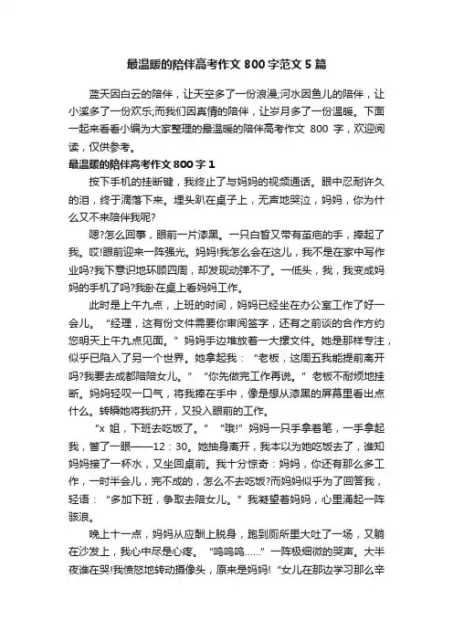 最温暖的陪伴高考作文800字范文5篇